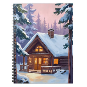 Christmas Cabin   Forest Winter Snow Notebook