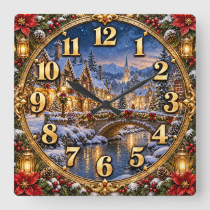 Christmas Cabin Winter Wonderland Clock