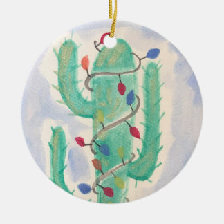 Christmas cactus ceramic ornament