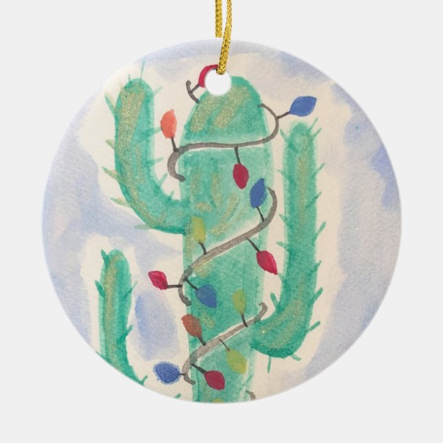Christmas cactus ceramic ornament (Front)