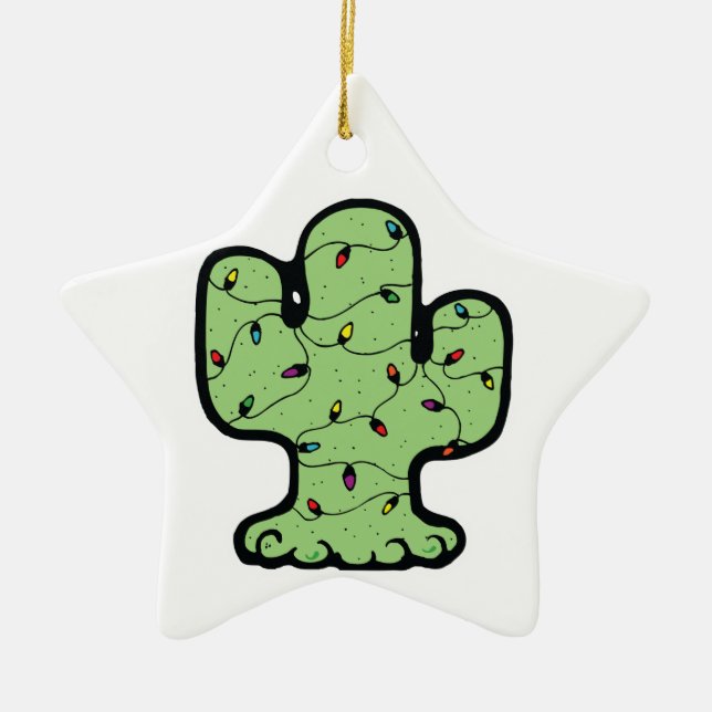 christmas cactus ceramic ornament (Front)