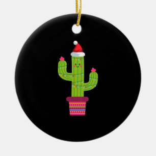 Christmas Cactus Ceramic Ornament