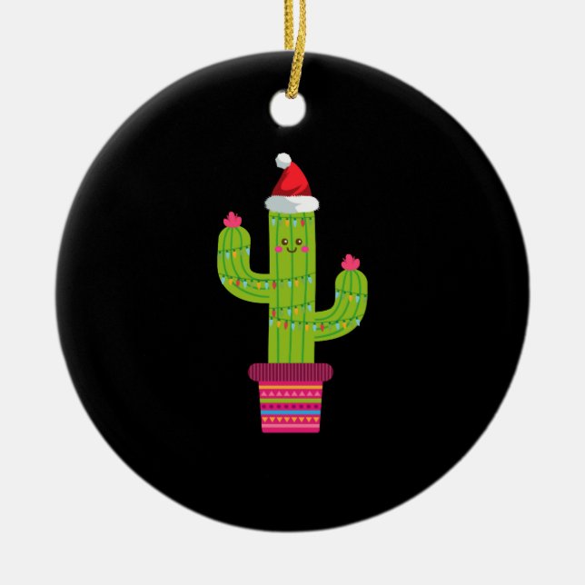 Christmas Cactus   Ceramic Ornament (Front)