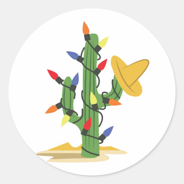 Christmas Cactus Classic Round Sticker (Front)