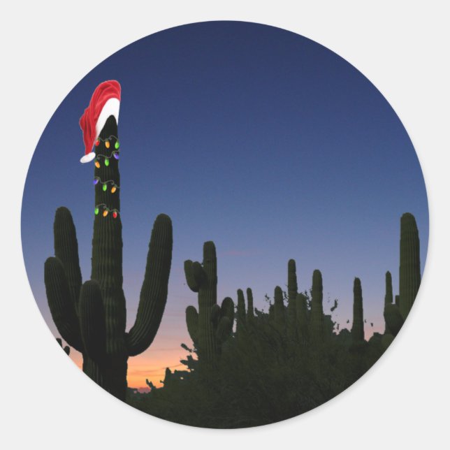 Christmas Cactus Classic Round Sticker (Front)