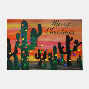 Christmas cactus doormat rug desert home decor.