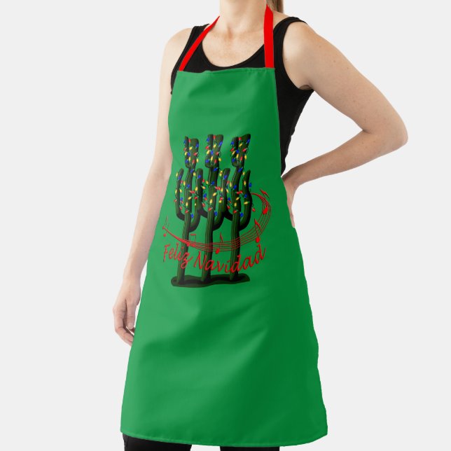 Christmas Cactus Feliz Navidad PAO Apron (Insitu)