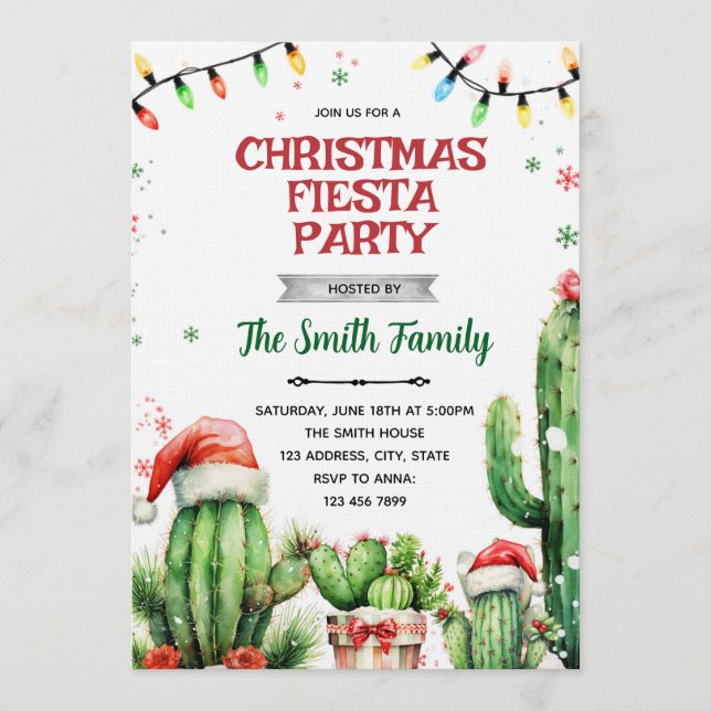 Christmas Cactus Fiesta invitation (Front)