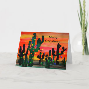 Christmas cactus Holiday greeting cards. Card