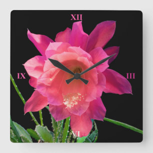 Christmas Cactus Square Wall Clock