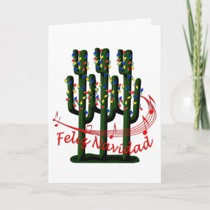 Christmas Cactus Tree Feliz Navidad Greeting Card