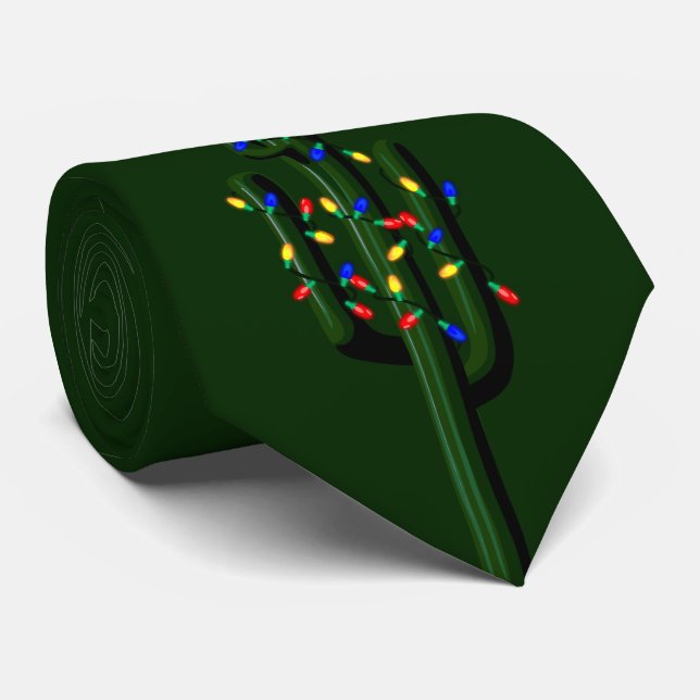 Christmas Cactus Trees Bright Lights Neck Tie (Rolled)