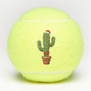 Christmas Cactus Wearing a Santa Hat Xmas Plant Tennis Balls