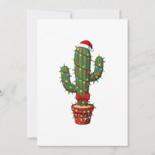 Christmas Cactus Wearing a Santa Hat Xmas Plant Thank You Card