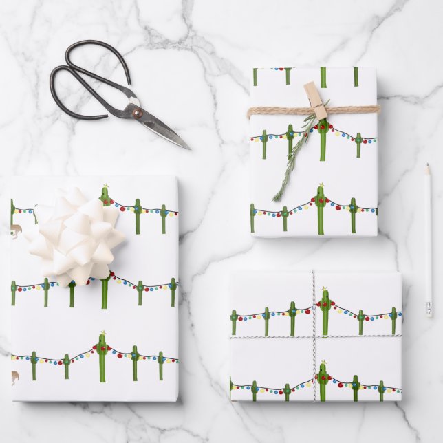 Christmas Cactus Wrapping Paper Sheets (Front)