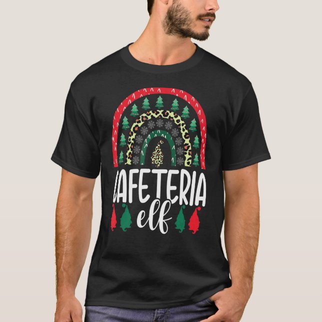 Christmas Cafeteria Elf Lunch Lady School Teacher  T-Shirt (Front)