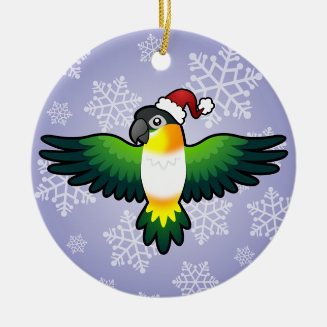 Christmas Caique / Lovebird / Pionus / Parrot Ceramic Ornament (Front)