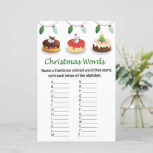 Christmas cake christmas alphabet words game