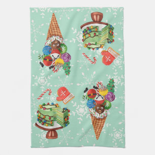 Christmas Cake Cookies Pops Snowflake Dish Kitchen Towel