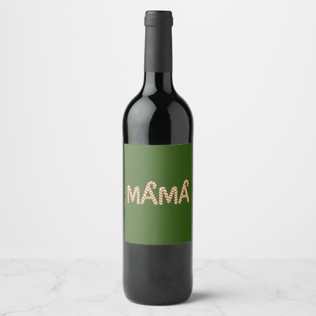 Christmas Cake Tree Mama Mom Sweater Funny Family Wine Label (Front)