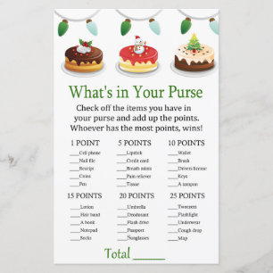 christmas cake What's in your purse game