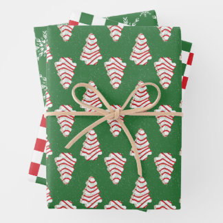 Christmas Cake Wrapping Paper Set of 3 Patterns