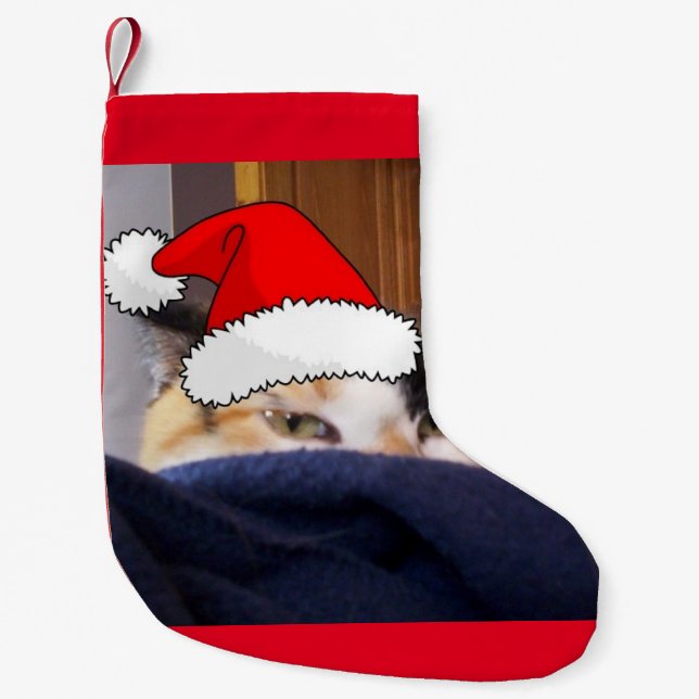 Christmas Calico Cat Small Christmas Stocking (Front)