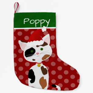 Christmas Calico Kitty Small Christmas Stocking