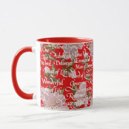 Christmas Calligraphy Names of Christ || Red Mug