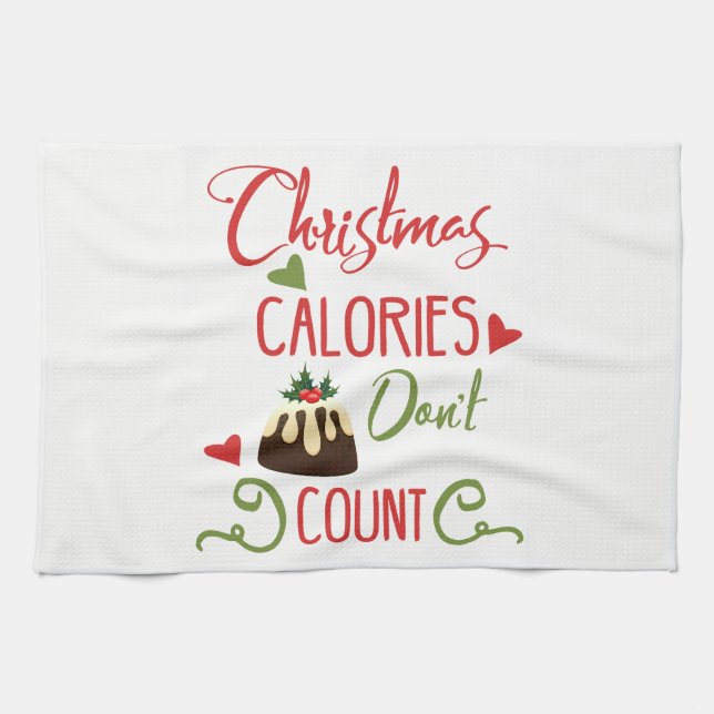 christmas calories dont count funny holiday quote kitchen towel (Horizontal)