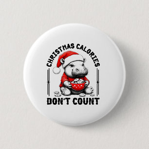 Christmas Calories Don't Count Funny Moo Deng Cook 2 Inch Round Button