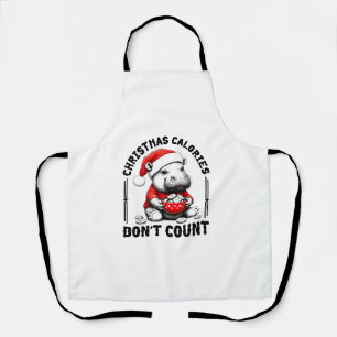 Christmas Calories Don't Count Funny Moo Deng Cook Apron