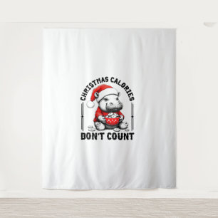 Christmas Calories Don't Count Funny Moo Deng Cook Tapestry