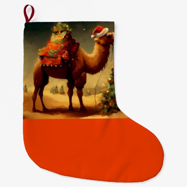 Christmas Camel 1 Large Christmas Stocking (Front)
