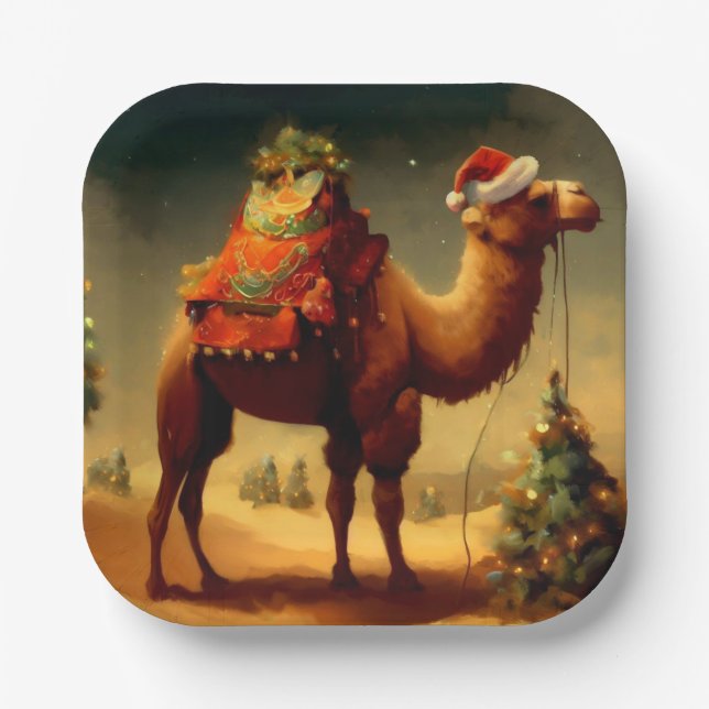 Christmas Camel 1 Paper Plate (Front)
