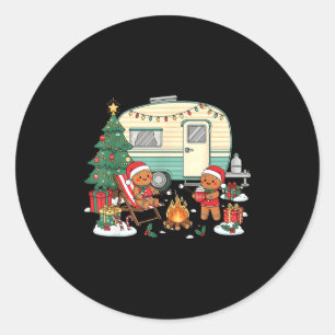 Christmas Camng Gingerbread Campfire Tree Santa Ha Classic Round Sticker