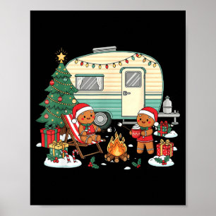 Christmas Camng Gingerbread Campfire Tree Santa Ha Poster
