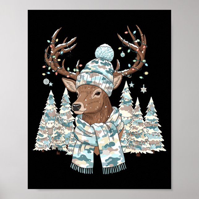 Christmas Camo Hunting Reindeer Pajamas With Deer  Poster (Front)