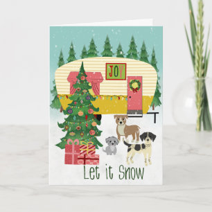 Christmas Camper and Dogs Let it Snow Card