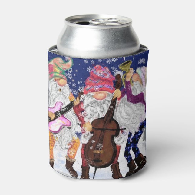 Christmas Can Cooler Happy Gnome Music Band (Can Front)