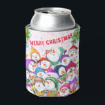 Christmas Can Cooler with Happy Snowmans Party<br><div class="desc">Can Coolers with Happy Snowmans Merry Christmas Party Funny Drawing Cartoon Snowman and Text - Choose / Add Your Unique Text / Font / Colour - Make Your Special Gift - Resize and move or remove and add elements / image with customization tool ! - Drawing and Design by MIGNED....</div>