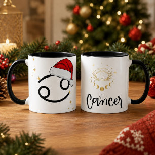 Christmas Cancer Zodiac Santa Hat Mug