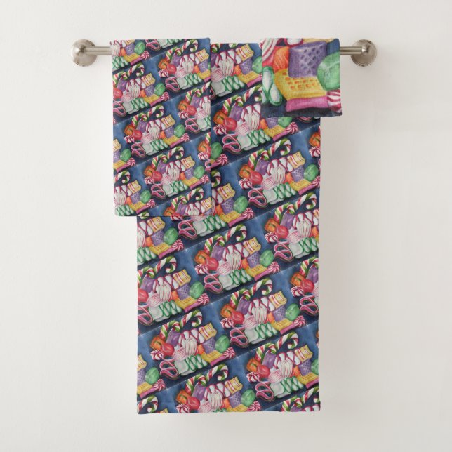 CHRISTMAS CANDIES BATH TOWEL SET (Insitu)