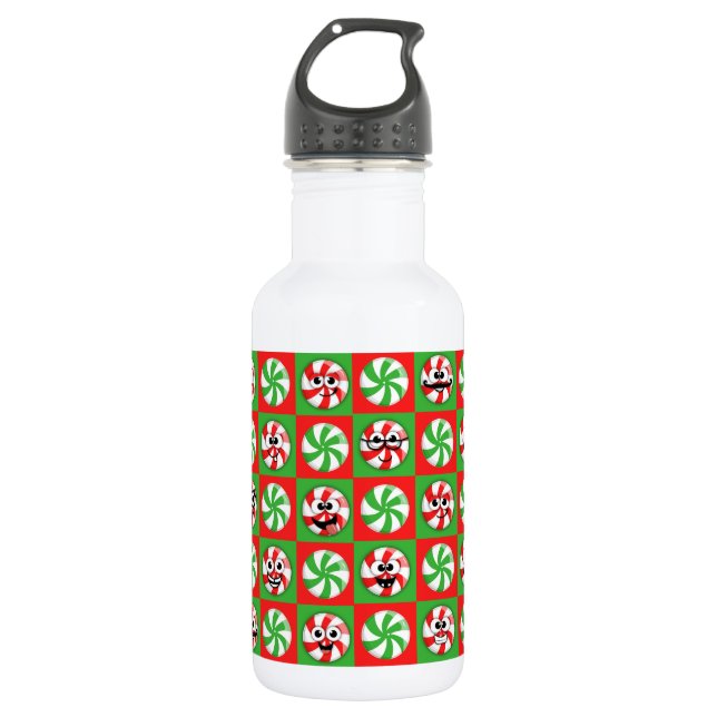 Christmas Candies Faces 532 Ml Water Bottle (Front)