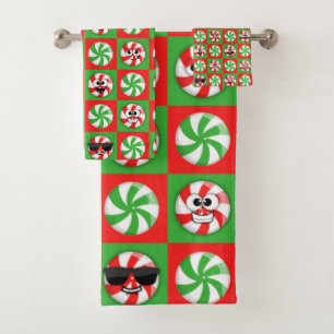 Christmas Candies Faces Bath Towel Set