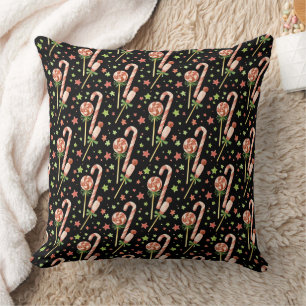 Christmas Candies Pattern Throw Pillow