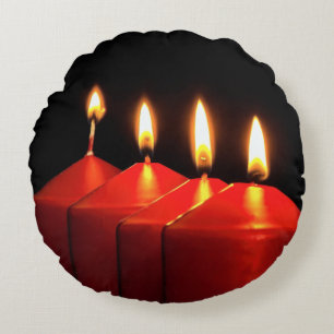 Christmas Candle Advent Wreath Round Pillow