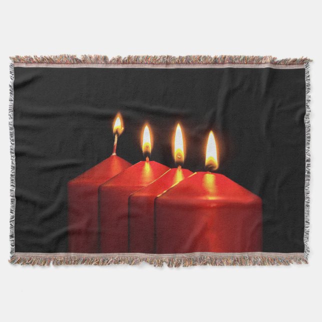 Christmas Candle Advent Wreath Throw Blanket (Front)