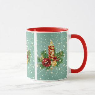 Christmas Candle And Snowflakes Mug