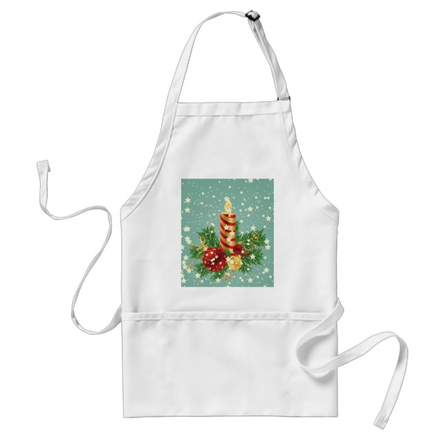 Christmas Candle And Snowflakes Standard Apron (Front)